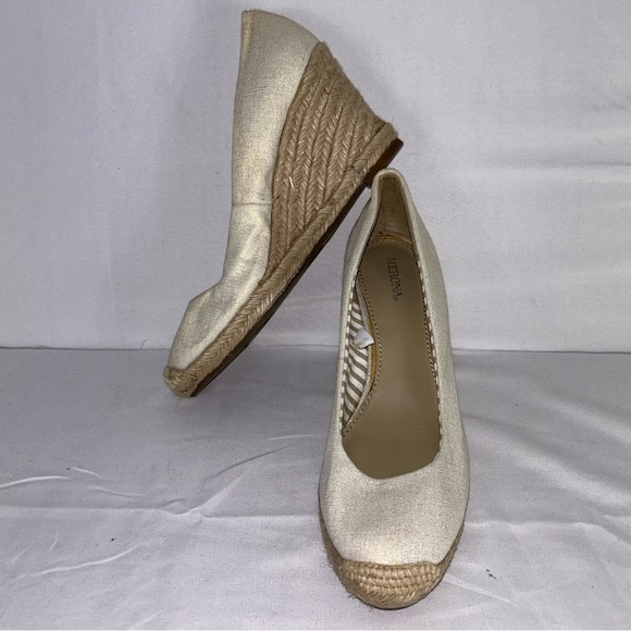 Merona Wedge Heel Penelope Neutral Comfortable Platforms Espadrille Tweed Wedges - Picture 2 of 7